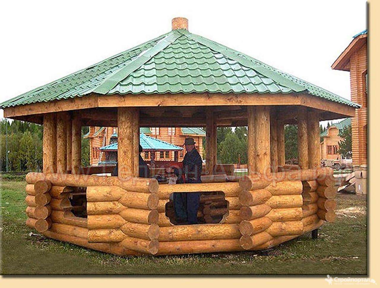Беседка из круглого бревна