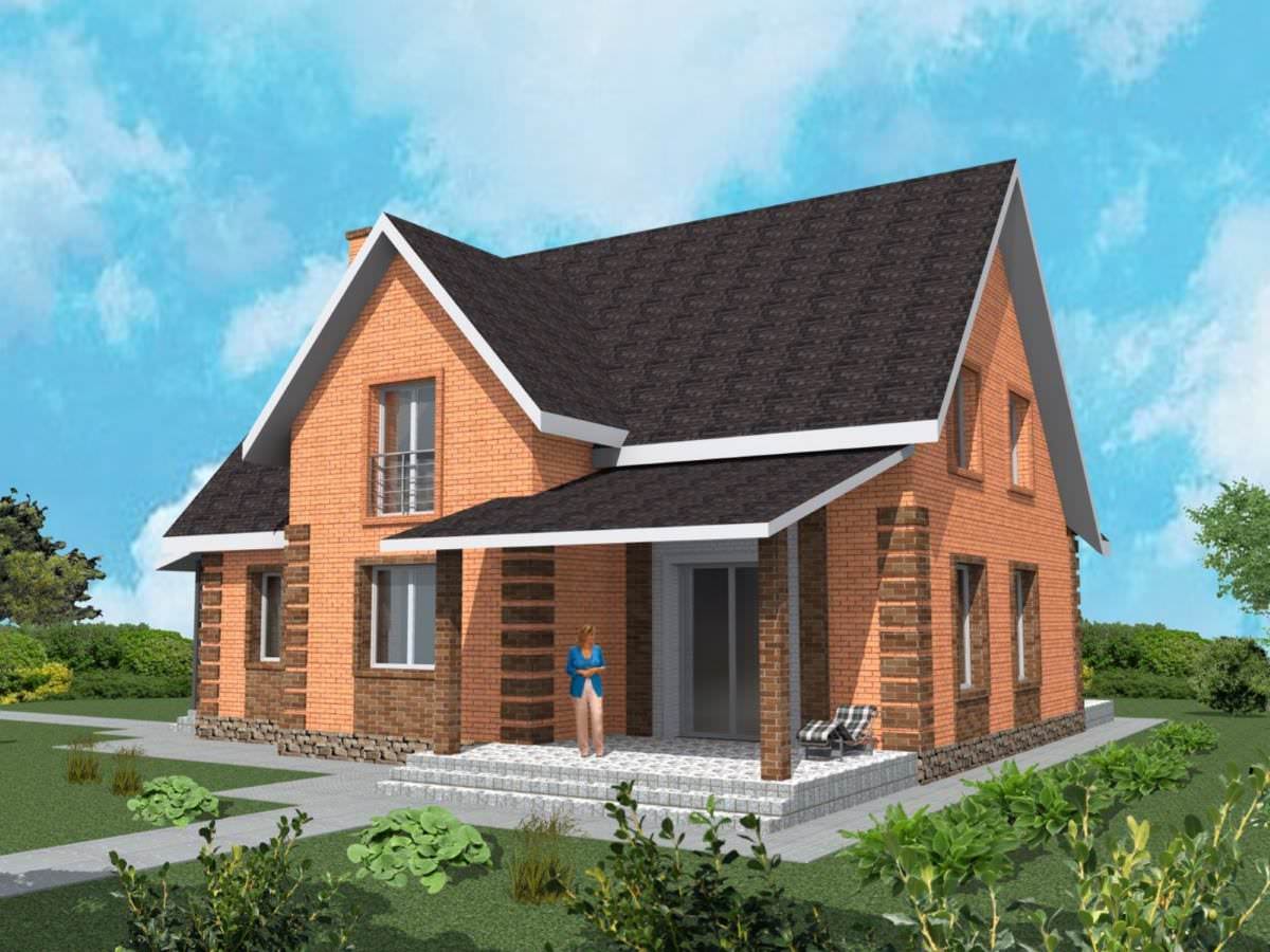 Дом из кирпича с мансардой