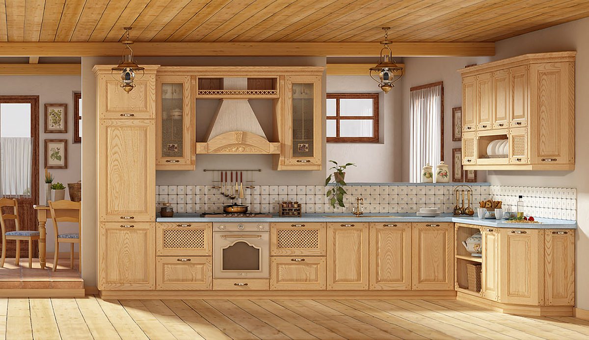 Фасады для кухни из массива сосны