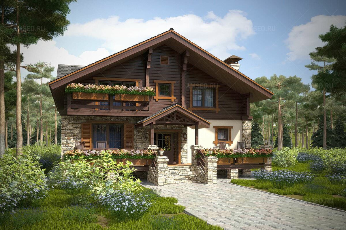 Комбинированные дома из камня и дерева