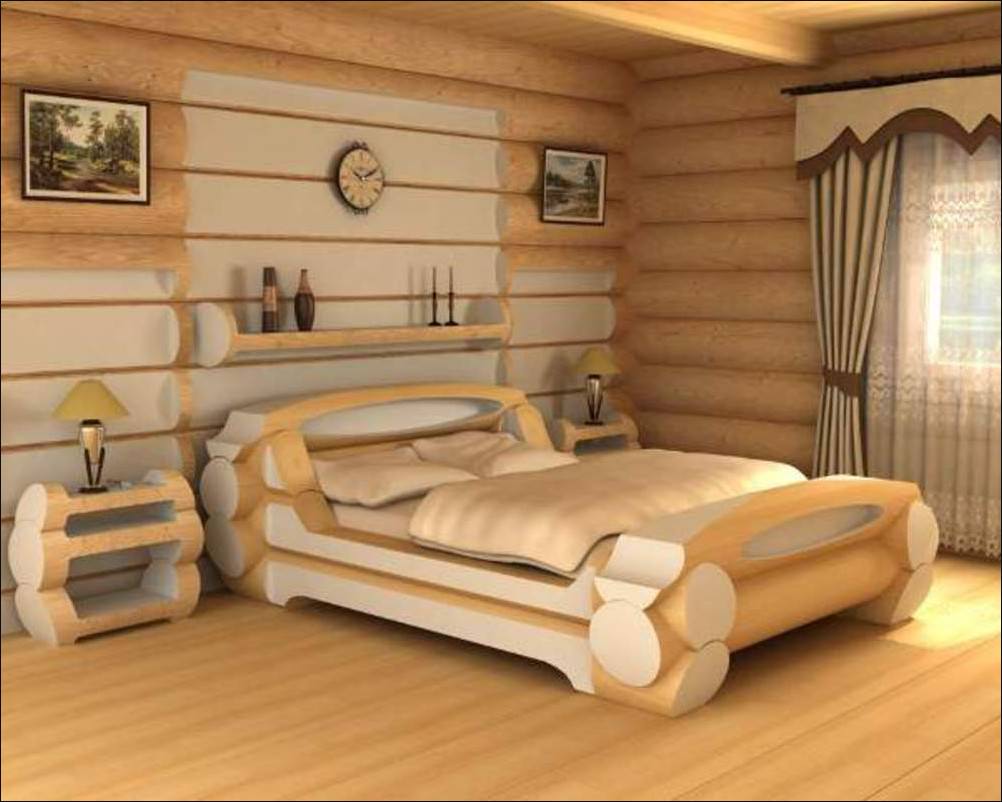 Кровать из бревен
