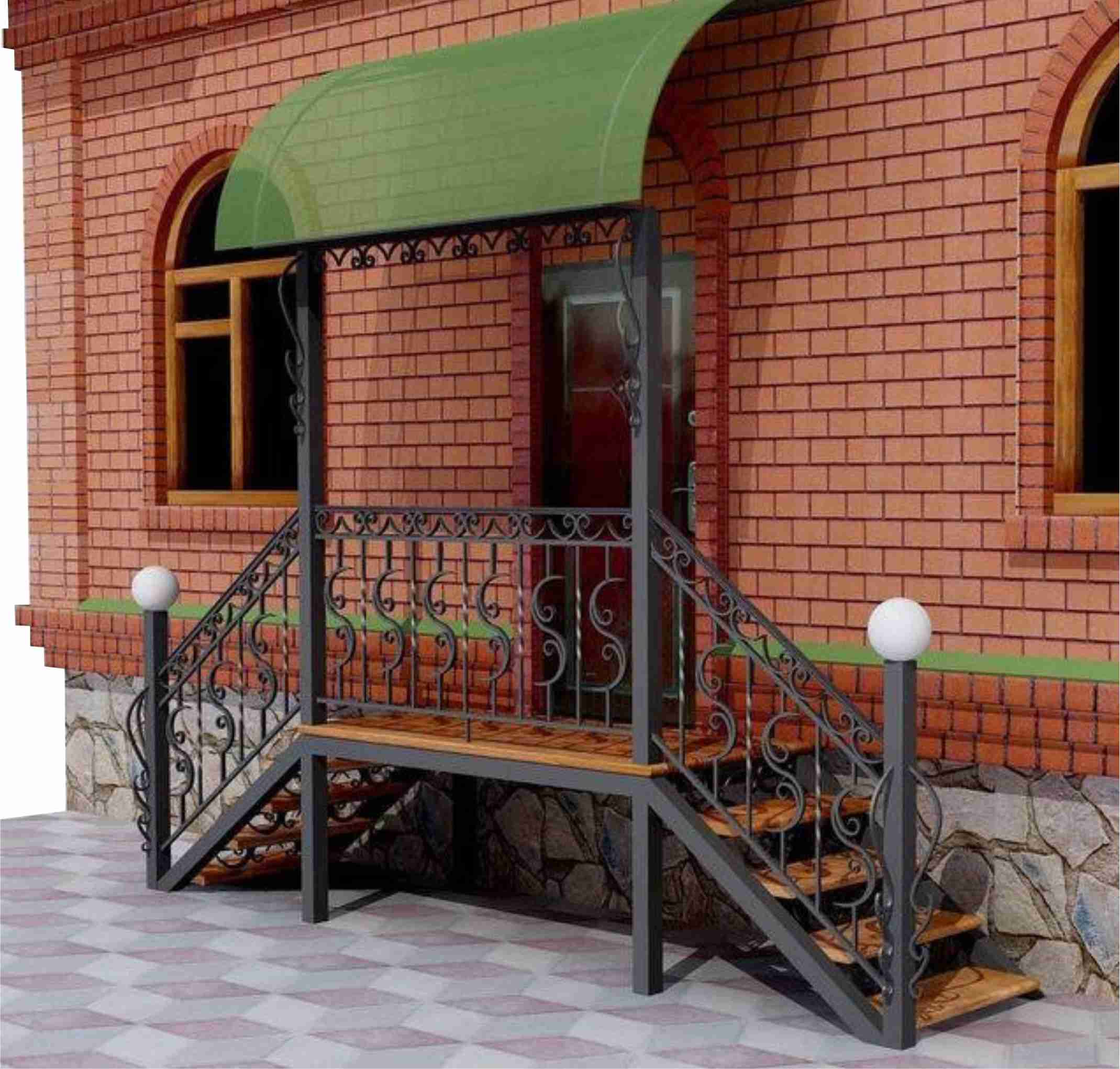 Крыльцо с двумя спусками
