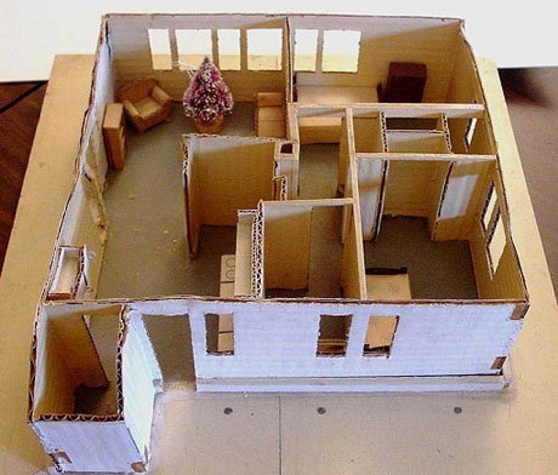 Макет интерьера из бумаги