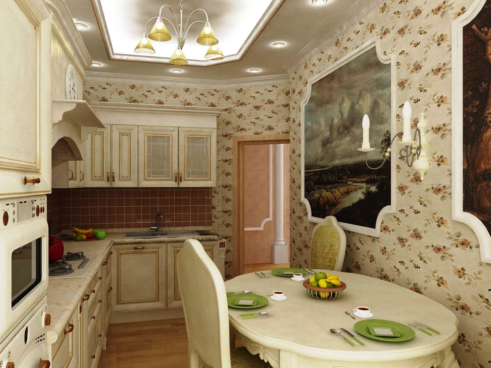Обои для классической кухни