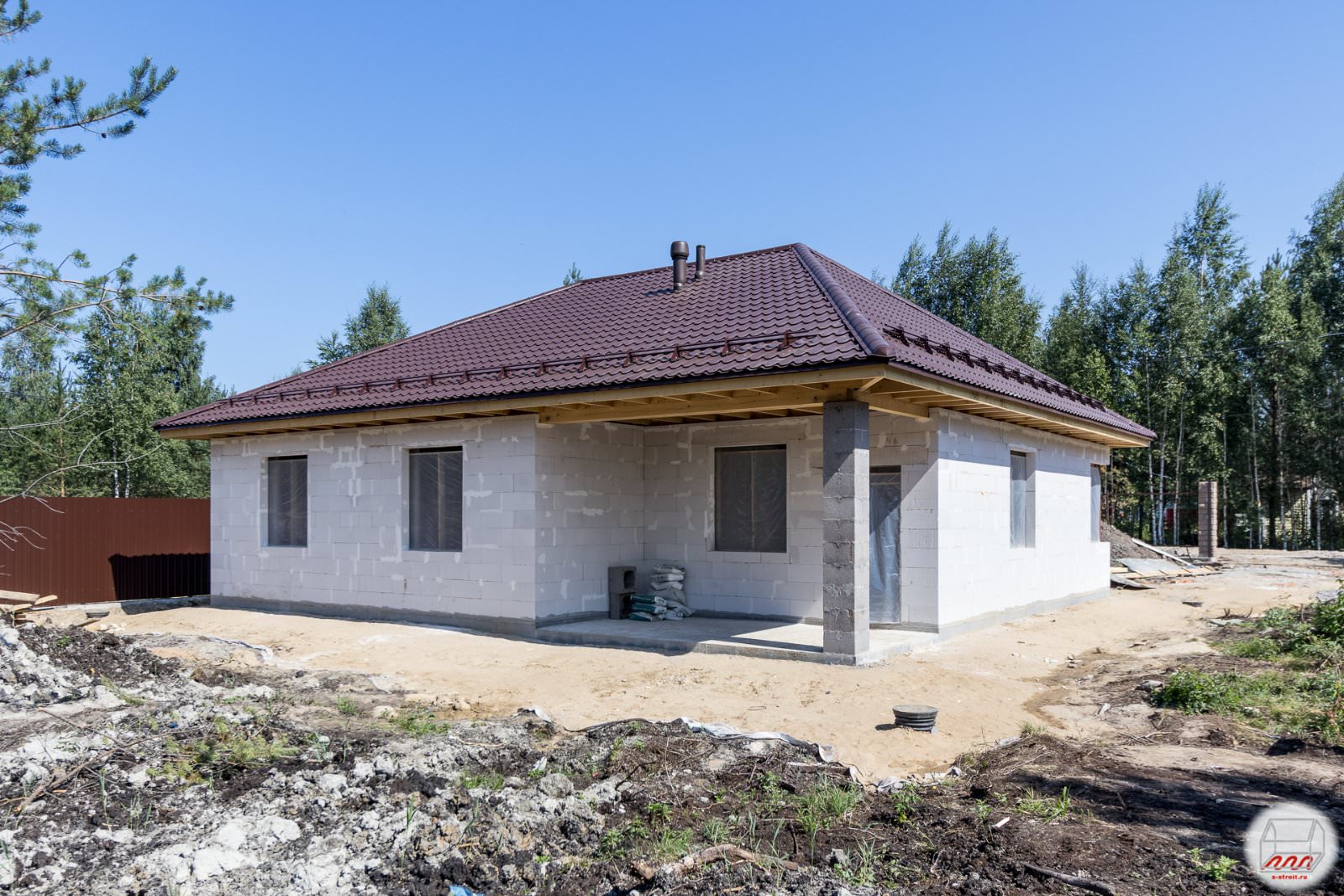 Одноэтажный дом из газобетона