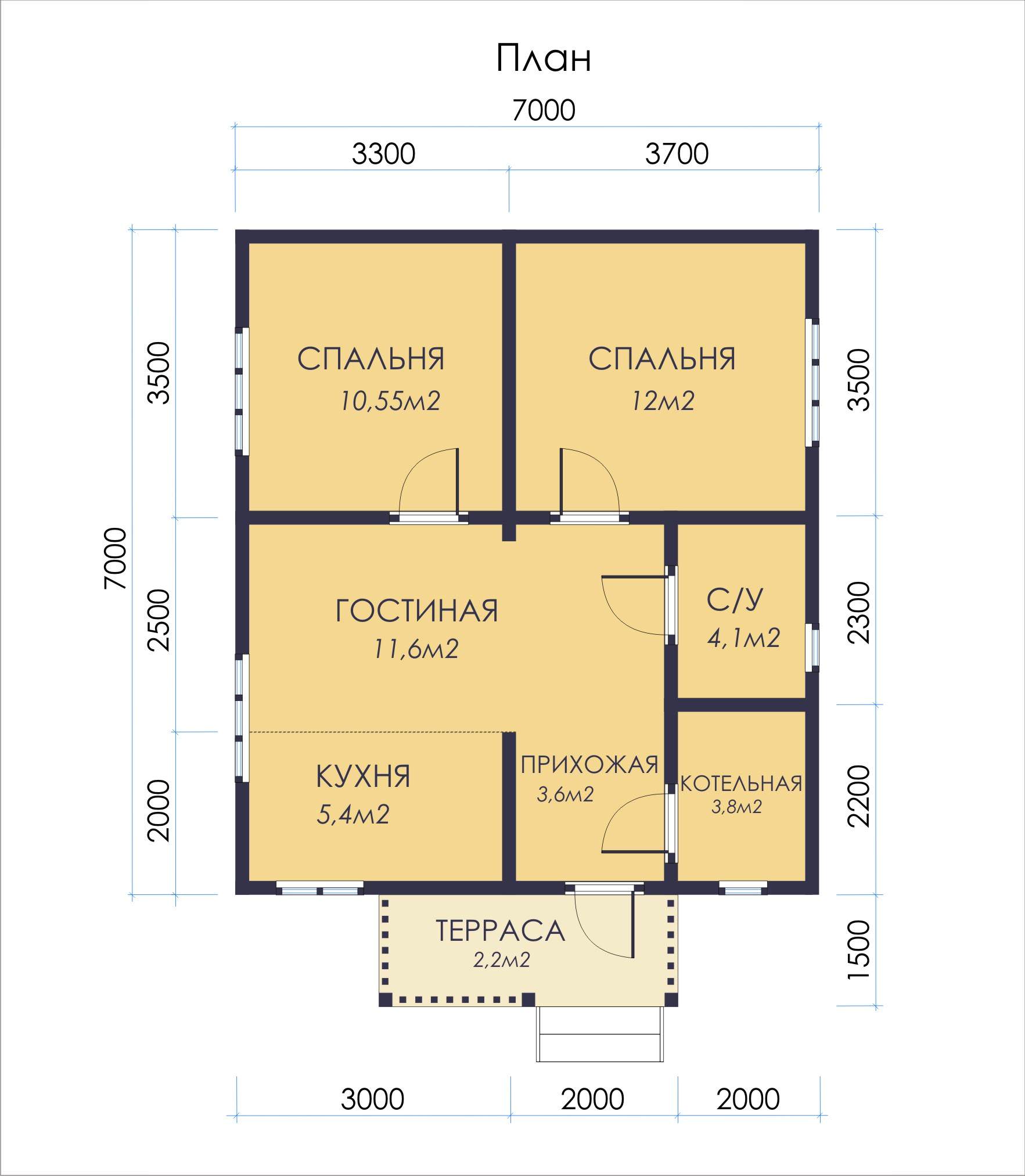 Планировка дома 7 на 7 одноэтажный