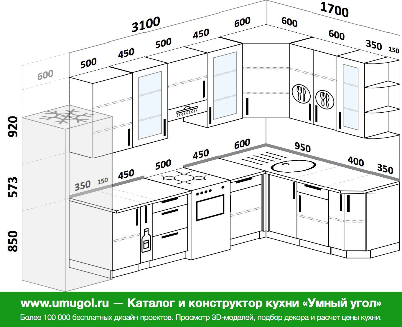 Проект угловой кухни с размерами